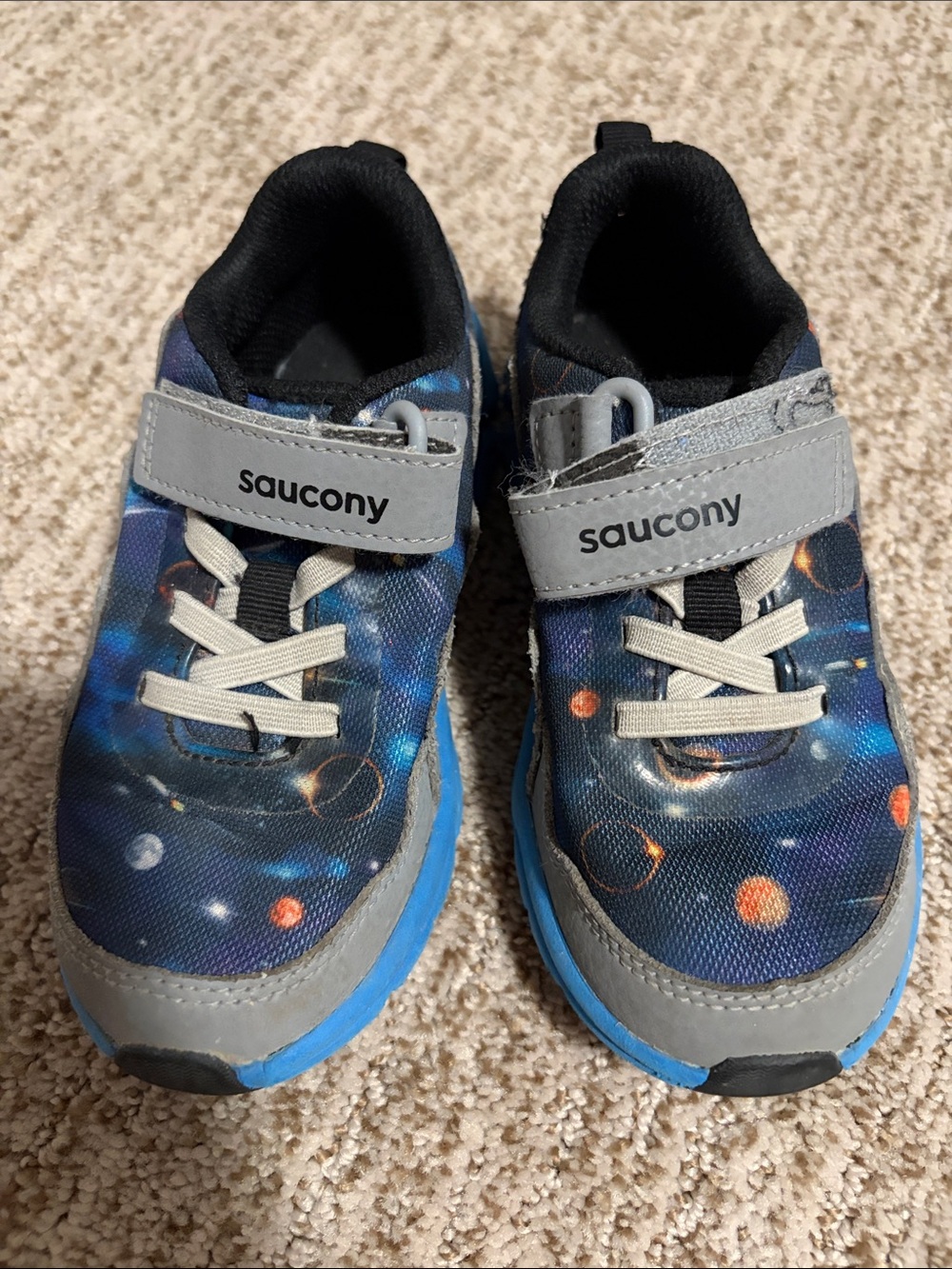 Saucony Kids Space Print Blue Gray Velcro Sneakers